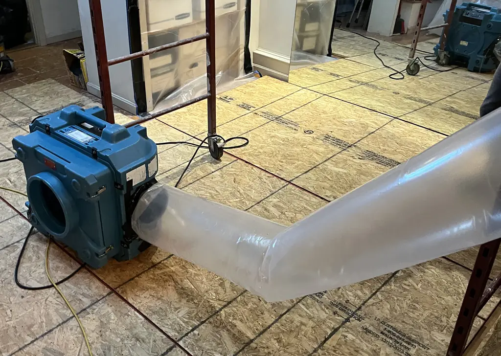 Air scrubber used for water damage mitigation
