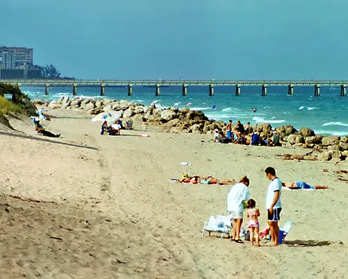 People on beach in Deerfield Beach