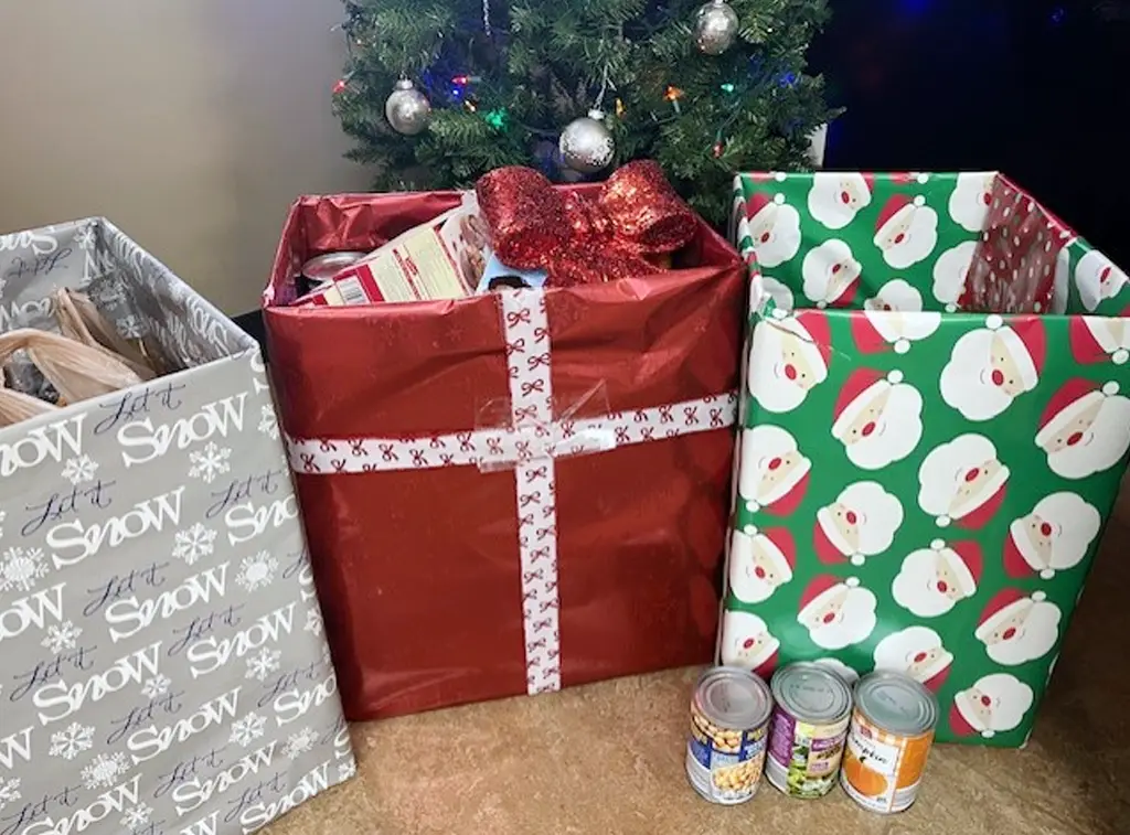 Donations for holiday for families in need.