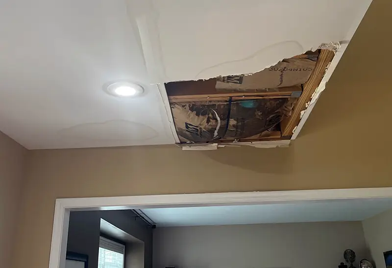 Ceiling water damage to a home in West Chester Township.