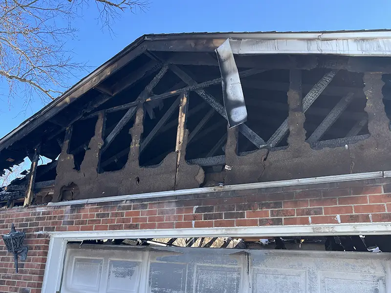 Fire damaged garage.