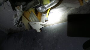 Powder room fire damage