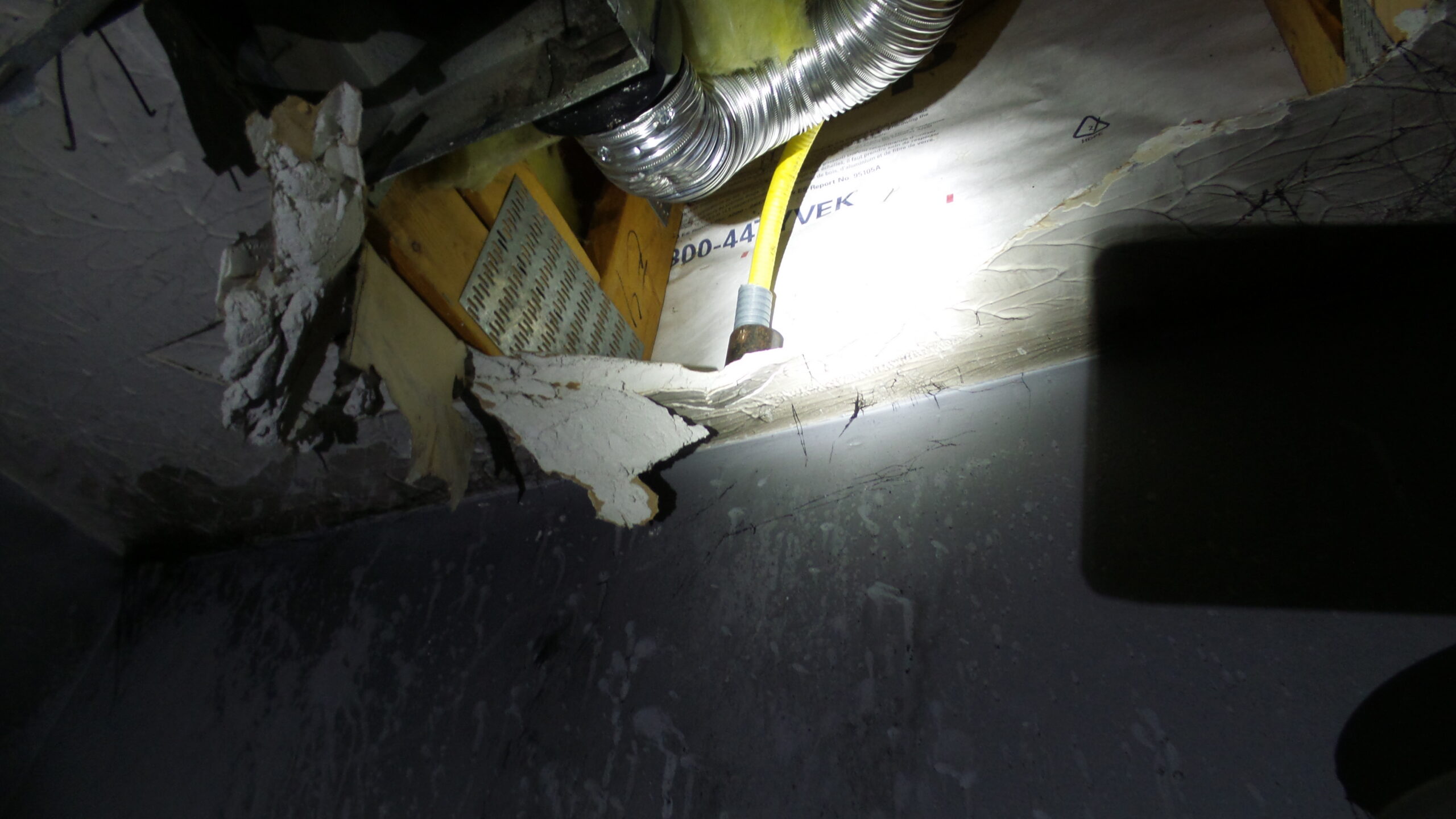 Powder room fire damage