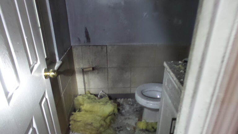Bathroom Fire Damage from Electrical Fire